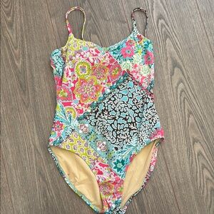 Garnett Hill One Piece Swimsuit Size 6 Floral 70s Retro Swimwear Western Girly